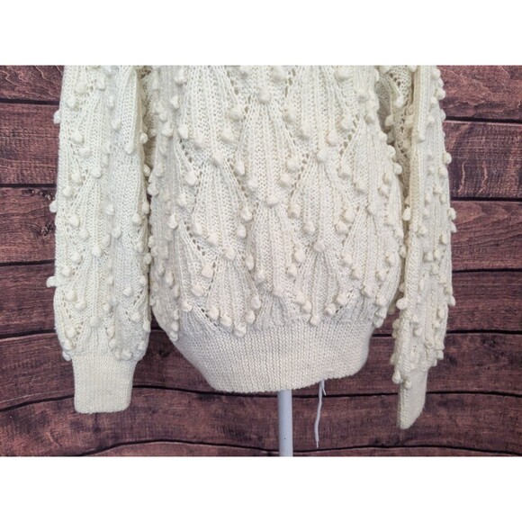 Vintage 80s S.S.G. Catharine Lover Chunky Crochet Sweater Cottage Core Ivory M - Picture 5 of 8